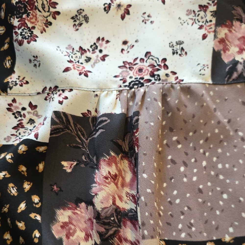Maurices Floral Patchwork Blouse - Black, Cream, Pink - Picture 7 of 7